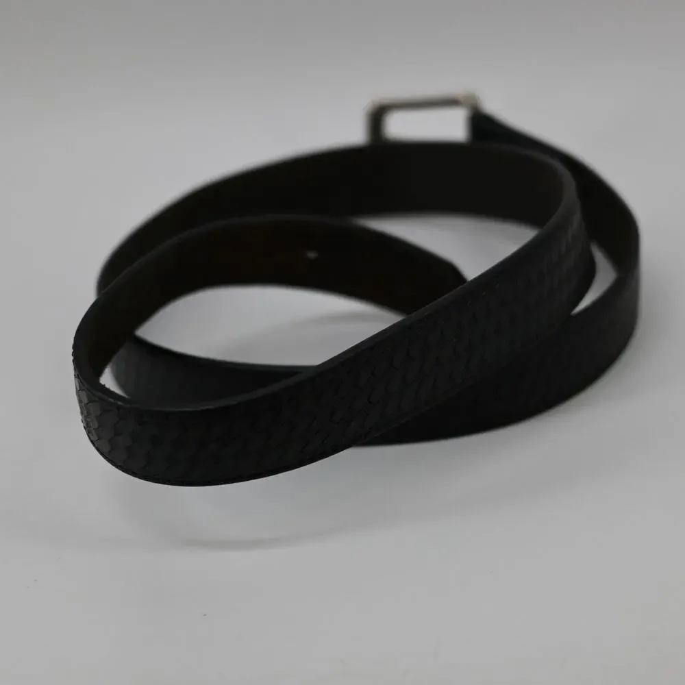 Men's Leather Belt Size 46 Black Basket Weave Casual Security Uniform